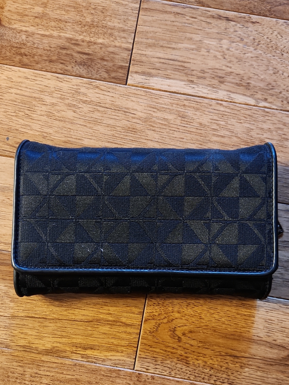 New York & Company Black Geometric Pattern Clutch Wallet